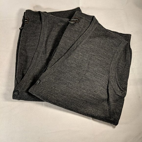 Denver Hayes 100% Merino Wool Button Up Vest Mens XL Charcoal Grey Gray SDA-724 - Picture 8 of 9